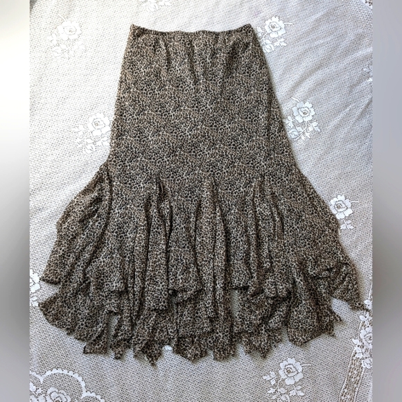 Vintage Y2K 2000s Flowy Asymmetrical Hem Boho Skirt - Picture 1 of 5